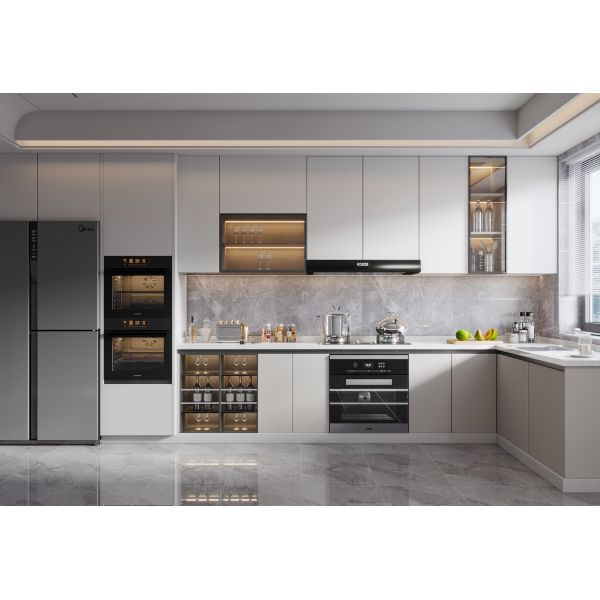 Custom Modern Kitchen Cabinet Dark Matt Lacquer Finish