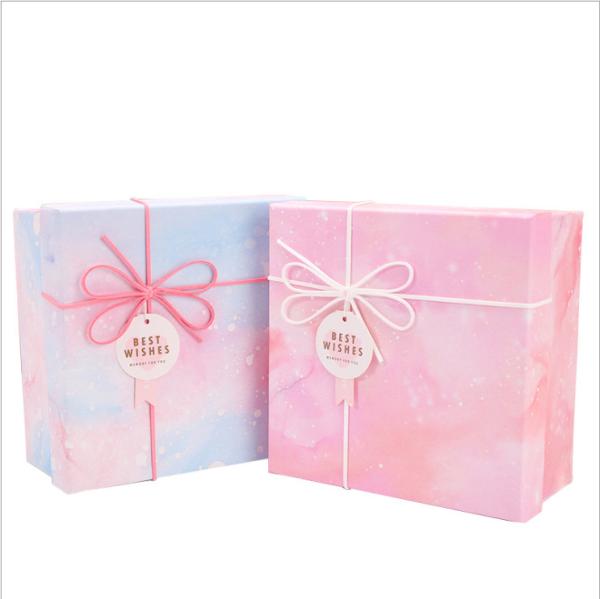 Caixa de presente de papel luxuosa dobrável do quadrado feito sob encomenda da impressão com fita