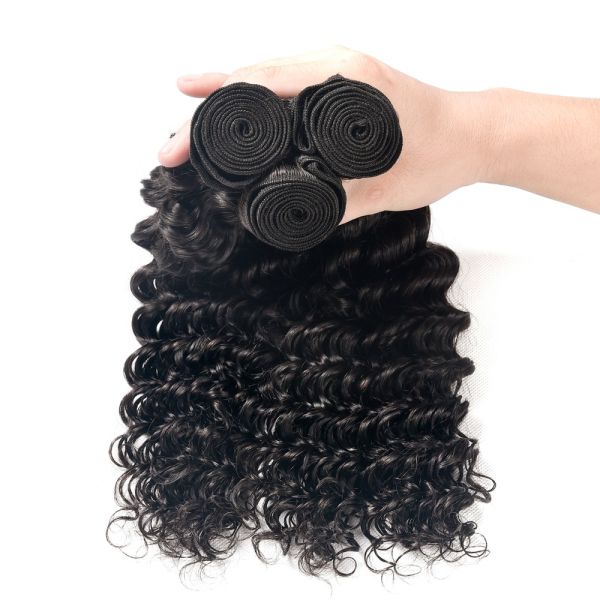Human Brazilian Body Wave Hair 3 Bundles , Loose Deep Wave Human Hair Weave