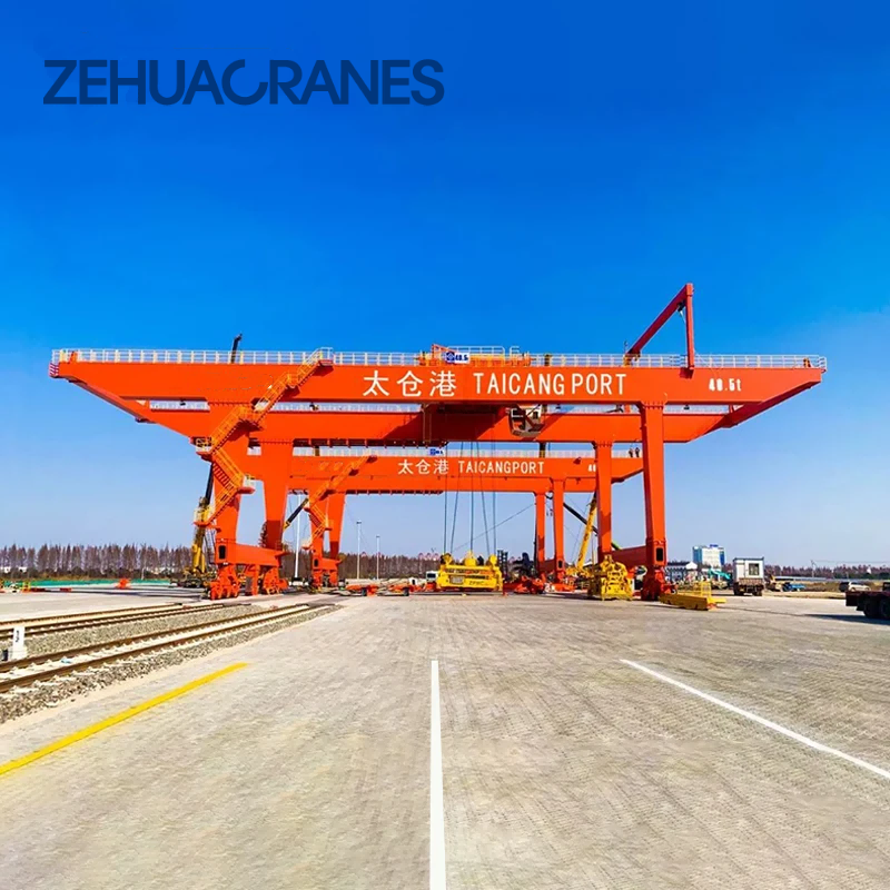 Custom Heavy Duty 50t-80t Automated RMG Container Gantry Crane | PLC Remote Control Rail Mounted Gantry Crane