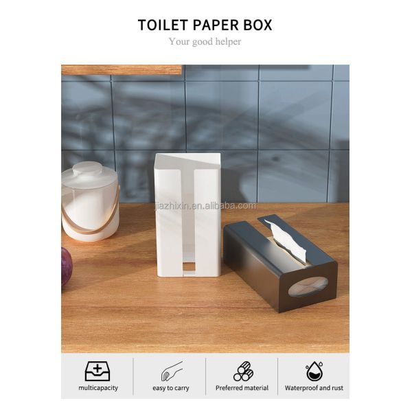 Hot Sales Metal Kitchen Holder Rectangular Napkin Dispenser Box Bathroom Wall Mount Toilet Paper Magnetic Tissue Storage Shelf