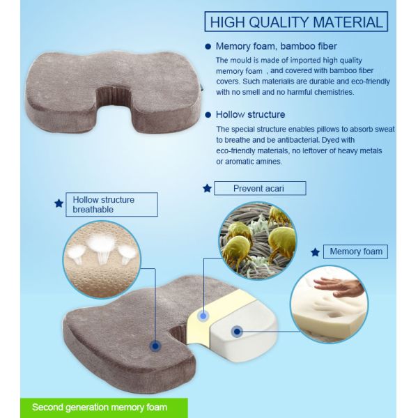 U-Shape Memory Foam Seat Pillow for Orthopaedic Office and Travel OEM ODM Welcome