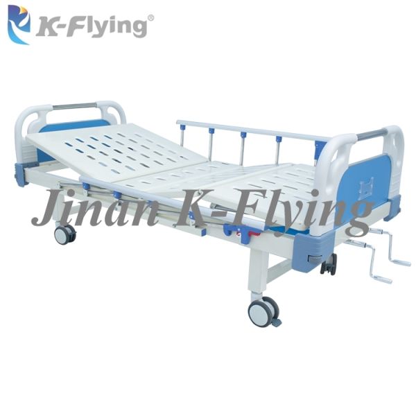 Movable ABS Bedhead Manual Hospital Nursing Bed 2 Cranks Foldable