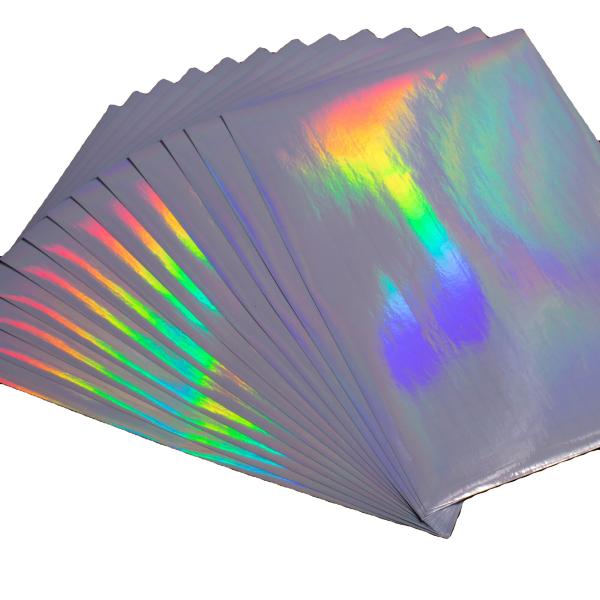 Adhesive Sticker Rainbow Self-Adhesive Transparent PVC PP Holographic Film A4 Vinyl Sheet Waterproof Cold Holographic Lamination Film