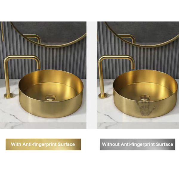 Luxury Modern Stainless Steel Vessel Sink Bowl Brushed Gold Color For Hotel