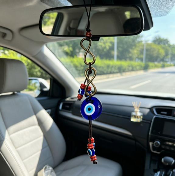 GUGEER Evil Eye Keychain Turkish Evil Eye Bag Charms Blue Keyring Good Luck Greece Keychain Gift for for Home Office and Car Decoration