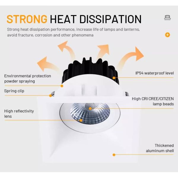 downlight пятна анти--боязни высоты Не-фликера 8W 10W квадратное, dimmable фары потолка IP54