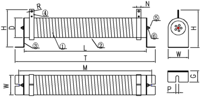 High Power Ribbon Ceramic Tube Resistor Wirewound Green 0.1~2KΩ 50W
