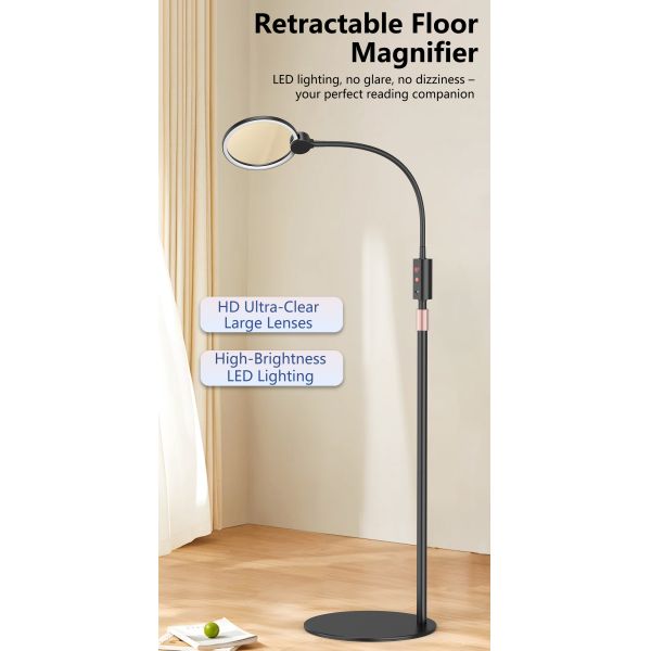 360 Degree Rotation Screen Magnifier LED Light 3x+6x Large Capacity Battery Magnifying Reading Craft