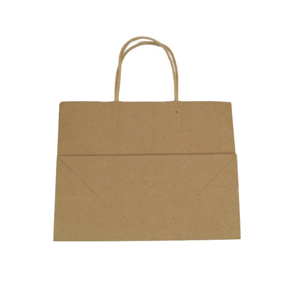 Cheap fashion brown customized Kraft paper bag with twisted handle for clothing