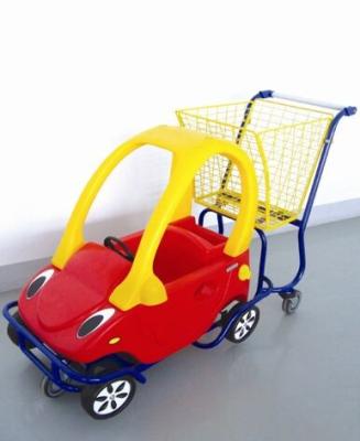 Durable Grocery  Kids Shopping Carts Metal Frame Plastic Colorful With Seat