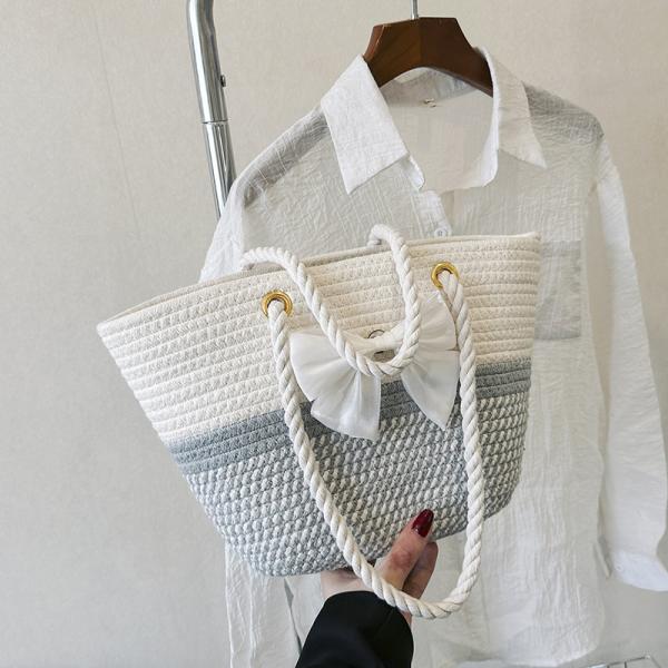 Crochet Raffia Knot Handbags Summer Beach Straw Knot Bag Fashion Summer High Quality Ladies Crochet Raffia Straw Beach Bag Tote Bag Striped Big Hand Bags