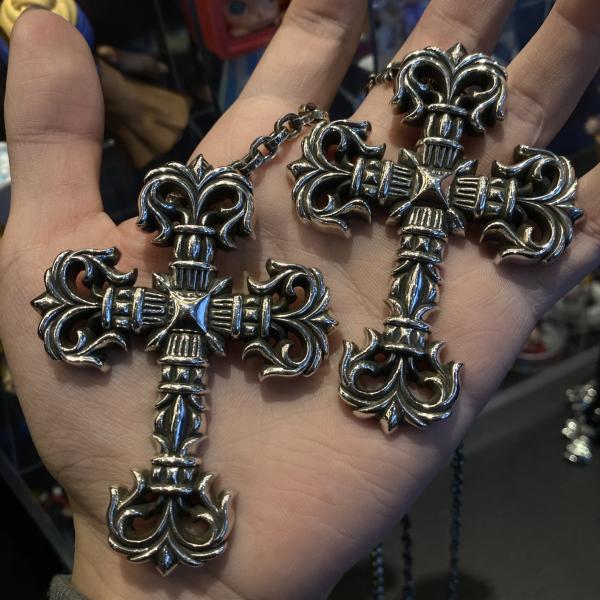 925 Silver Large Flame Cross Necklace with 55-70cm Chain and S925 Logo for Everyday Wear
