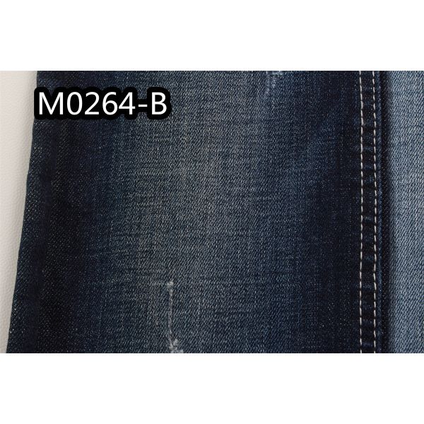 Custom 9.7Oz Cross Hatch Cotton Denim Fabric Stretchy Super Dark Blue