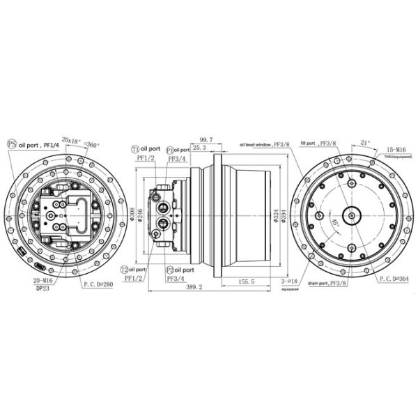 TM18VC Final Drive Gearbox Parts Of Excavator Hitachi EX100-1 EX120-1 sapre parts
