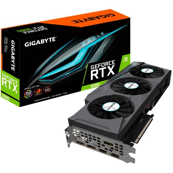 RTX 3080 GIGABYTE EAGLE OC 10GB Rev.1.0 3 Fans GDDR6X 320 Bit  ETH Bitcoin Mining Graphic Cards
