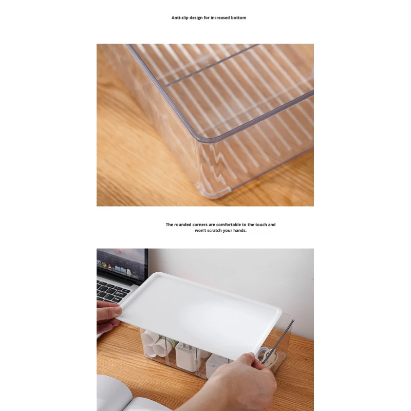 Multi-Compartment Plastic Storage Box Stackable Organizer for Bathroom Toiletries Office Tools & Kitchen Food Pouches