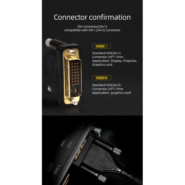 4K 60HZ DVI To DVI Cable 1080p Male To Male DVI Cable Single Channel