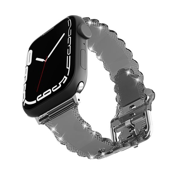 Estilo de lujo popular para el reloj Apple 45mm Clear Glitter Lace Diamond Replacement Band