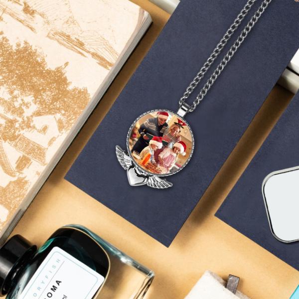 Sublimation Photo Necklace Blanks Wings Pendant Ornament Diy Printing Customized Logo Sublimation Angel Wing Necklace