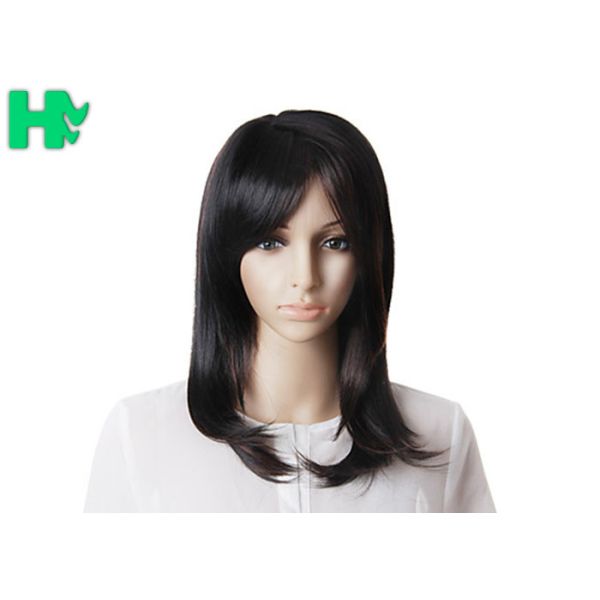 32 Humen Synthetic Black Wigs Normal Lace Single Bleached Knots