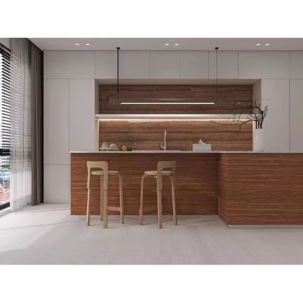 Travertine Design Ceramic Floor Tile for Apartment Living Room Bedroom and Kitchen