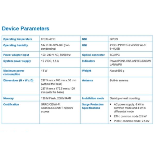 Wired LAN Network ONU OptiXstar W626E featuring Internal Antenna