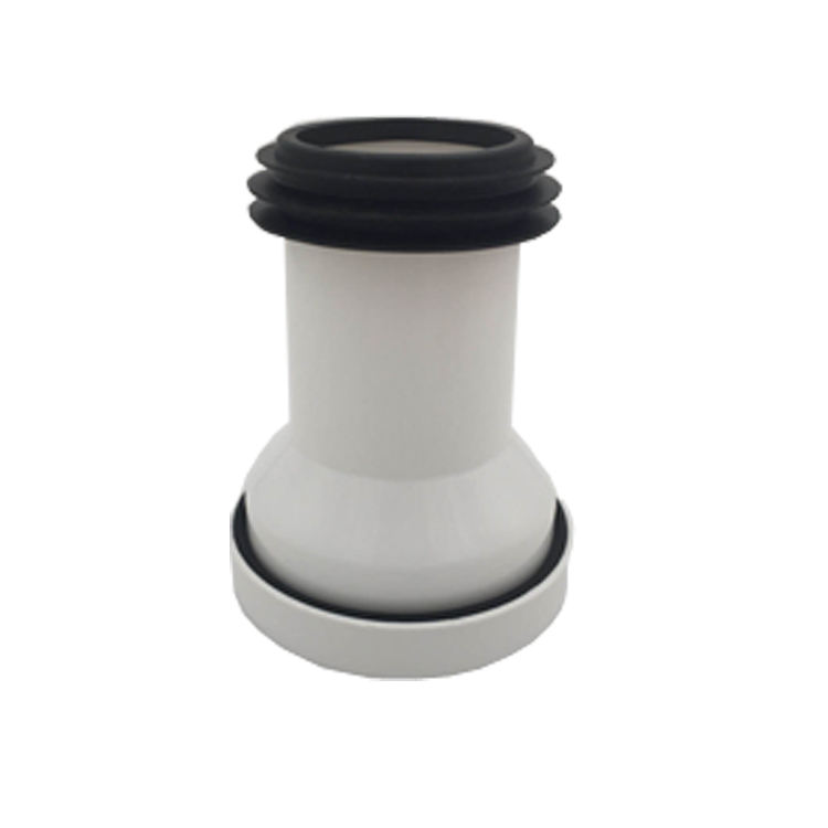 White Straight Pipe Of The PP Toilet Tray Connector With Rubber Sealing Gasket