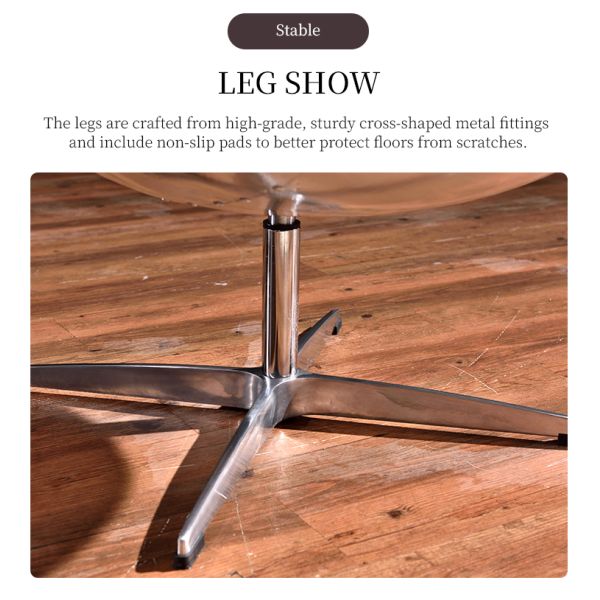 Nidea #8801 Classic Italian Design Living Room Aviator Furniture Spitfire Swivel Leather Lounge Egg Chair With Aluminum Back Side