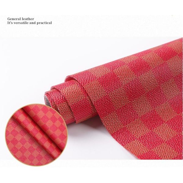 Printed PVC Leather For Bags Mixed Color Checkerboard Faux Leather Fabric