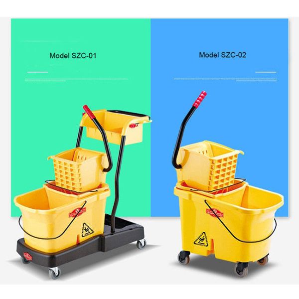 Многофункциональное желтое пластиковое оборудование чистки гостиницы с ведром Моп/выжималкой прессы