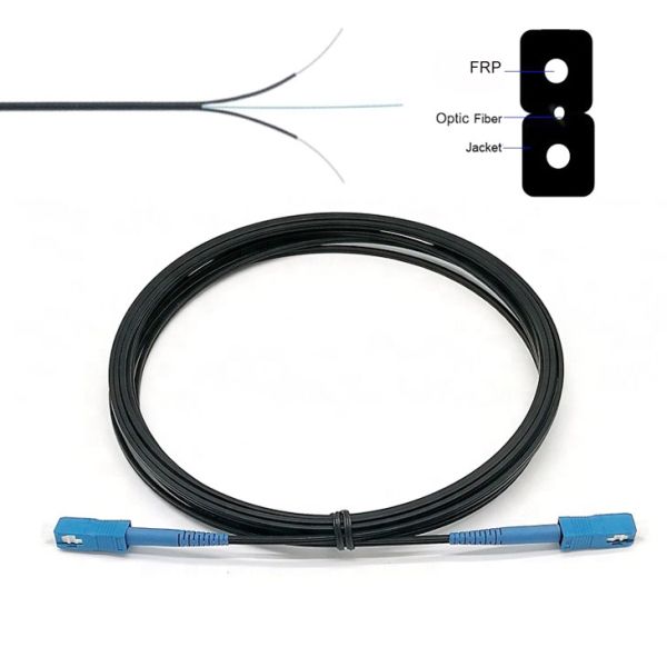 SC / UPC Jumper FTTH Outdoor Drop Cable G652D G657A Fiber Optical Cable Patch Cord