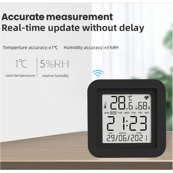 SIXWGH 3-in-1 Smart Home Automation Device Tuya Wi-Fi IR Remote Control LCD Screen Temperature Humidity Sensor Voice Control