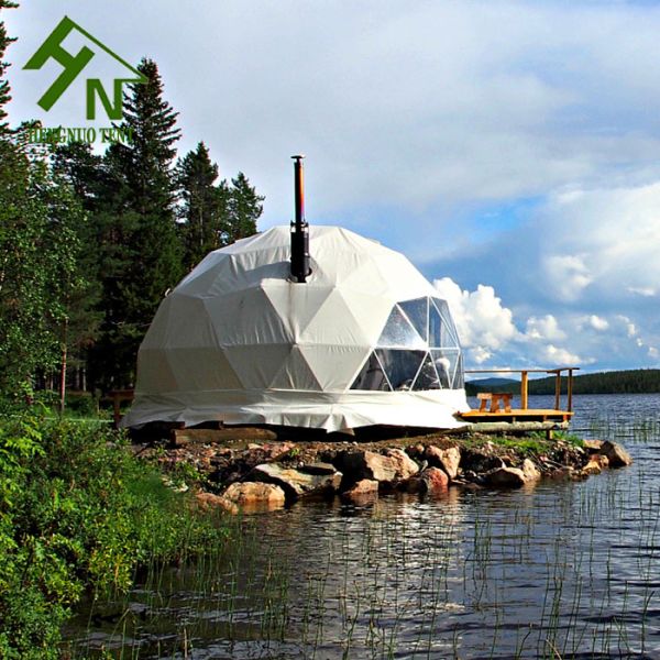 Glamping Family Geodesic Dome Tent Kits Prefab Houses Shower Room Included