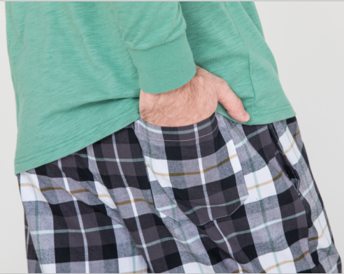 Spring Autumn Mens Luxury Sleepwear Functional Placket Side Pockets Design