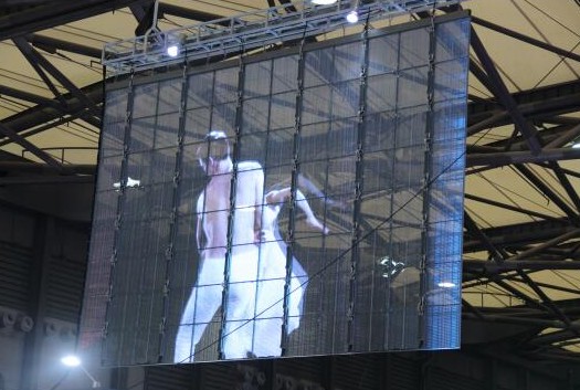 63775 Dots/ M2 Led Window Display Screen Signs 1R1G1B ISO14001 See Through