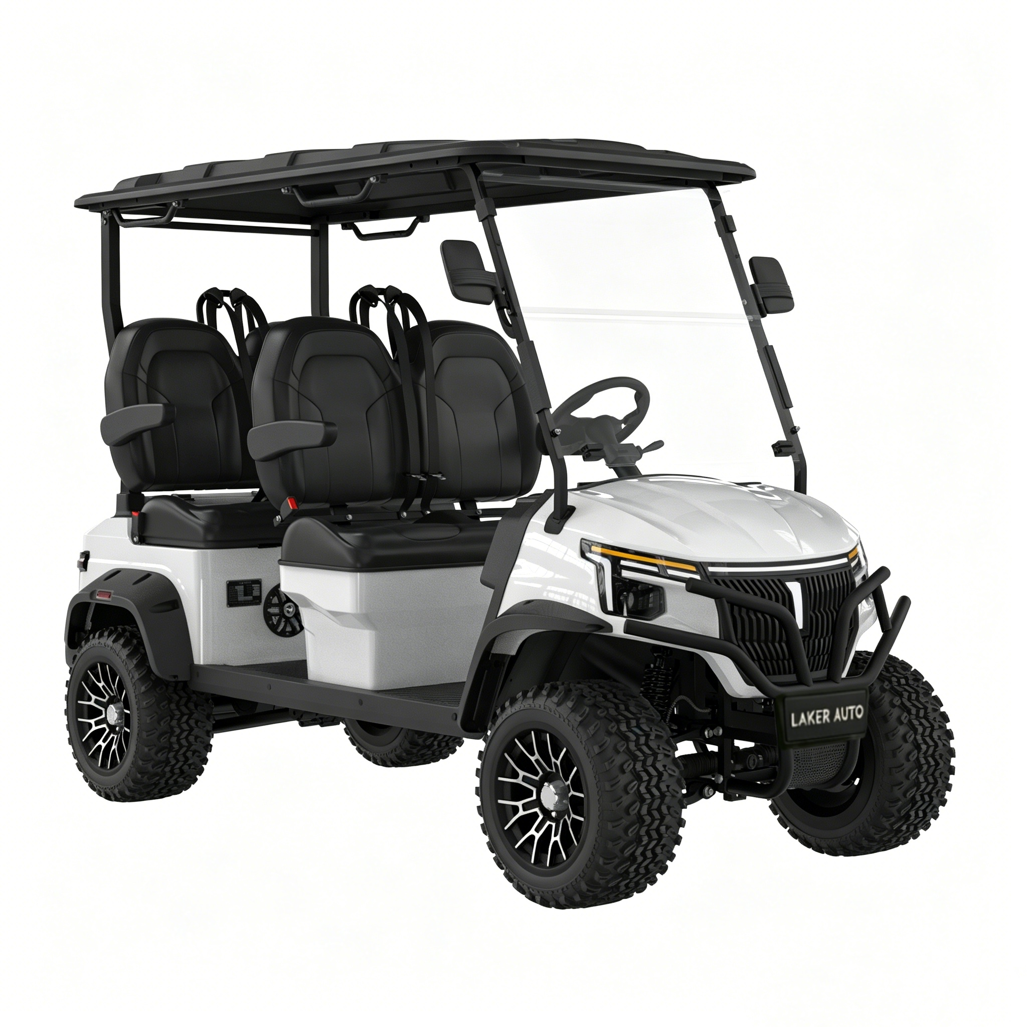 Luxury 4 Seater Electric Golf Cart 140km Lithium Battery Range 40km/h 10.1 Inch Multimedia Display