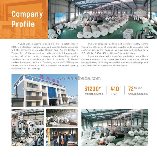 Цемент пустой PP блок клапанного мешка дно 25 кг 40 кг 50 кг