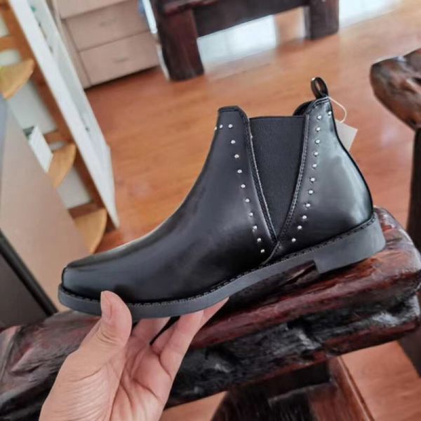 Autumn Black PU Ladies Short Boots Leisure Office Short Ankle Boots