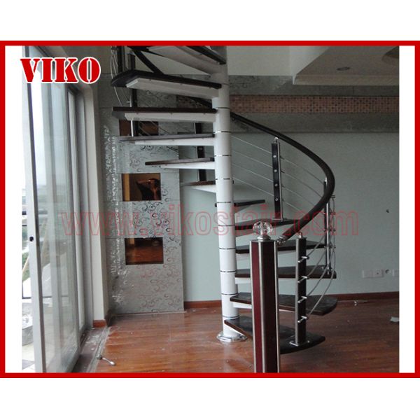 Spiral StaircaseVH16S Tread Beech 304 Stainless Steel Spiral Stainless Steel Stair Handrail Railing Glass