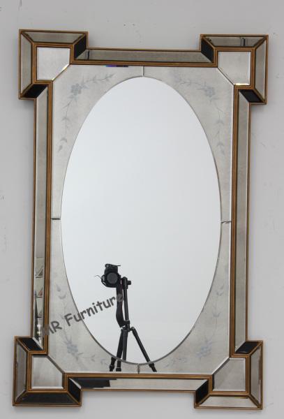 Vintage Hotel Wall Mirror , 120cm Gold Frame Decorative Wall Mirror Panels
