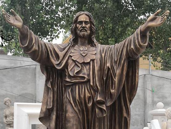 Bronze Jesus Statue Life Size Christ Religious Church Decor Metal Craft