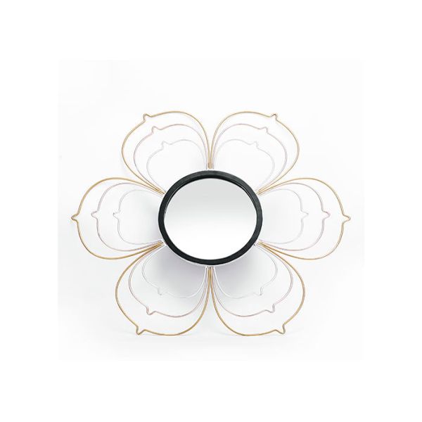 Black Silver Gold Metal Floral Frame Decorative Wall Mirror Small Size For Wall Decoration
