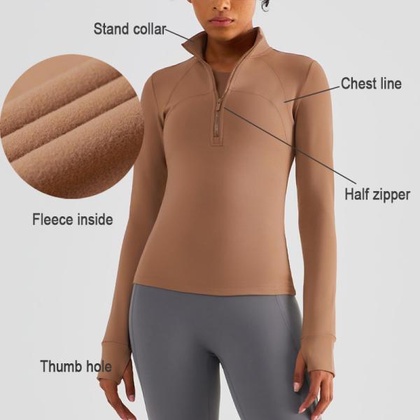 Camisa equestre das meias senhoras do fecho de correr com os furos do polegar escovados dentro da parte superior equestre do inverno