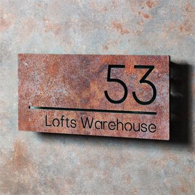 Parede de aço contemporânea moderna Art Barn Signs House Number de Corten