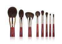 A beleza Rosy Color Essential Travel Brush vermelha de Vonira ajustou o jogo 100% livre de Mini Face Eye Makeup Brush de 8 partes da crueldade do vegetariano