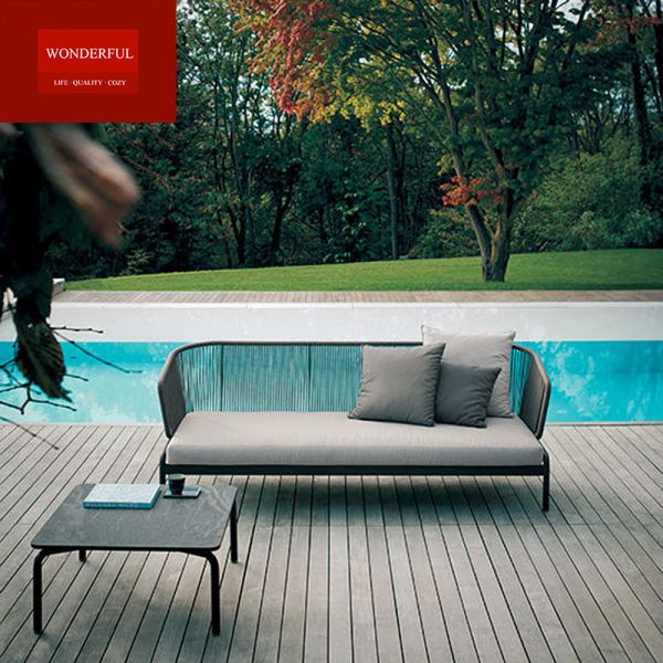Mail Packing Custom Garden Outdoor Furniture Couch with Rotten Rope Luxury Exterior Sofa