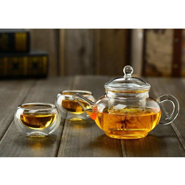 Healthy Glass Tea Infuser Teapot , Heat Resistant All Glass Teapot With Filter