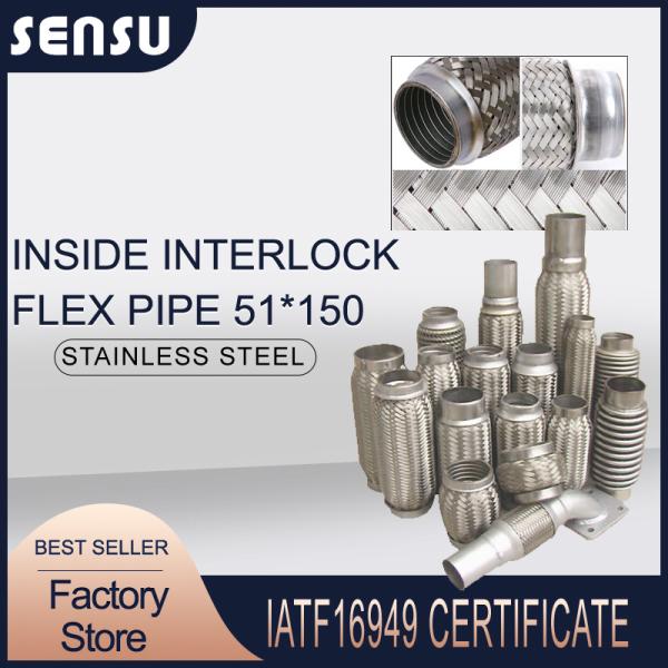 51*150mm Inside Interlock Braided Flexible Exhaust Pipe High Strength