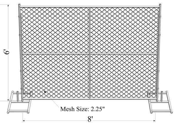 ASTM -A392-06 temporary chain link fence panels 6ft x 10ft construction fence Tubing 1⅗(40mm) cross brace mesh 1⅗40mm